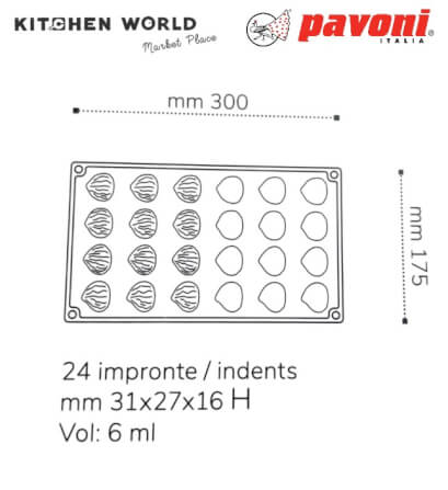 พิมพ์อบซิลิโคนรูปเกาลัด PAVONI BW2302-011 จำนวน 24 ชิ้น สีเทา_3